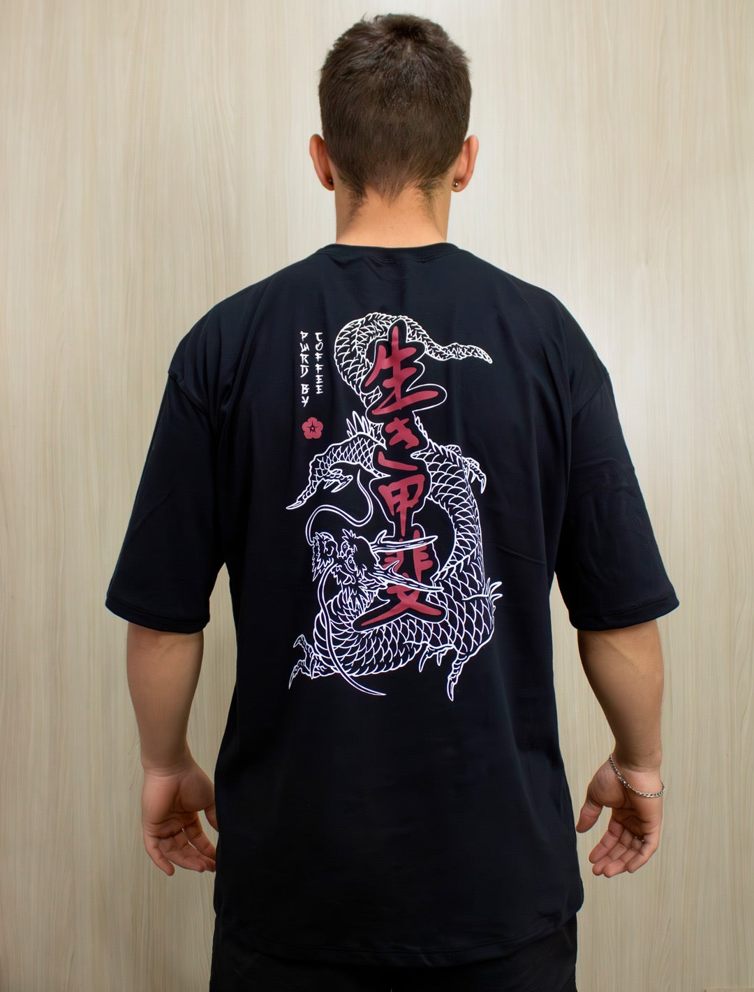 T-SHIRT MEN'S OVERSIZED BLACK DRAGON