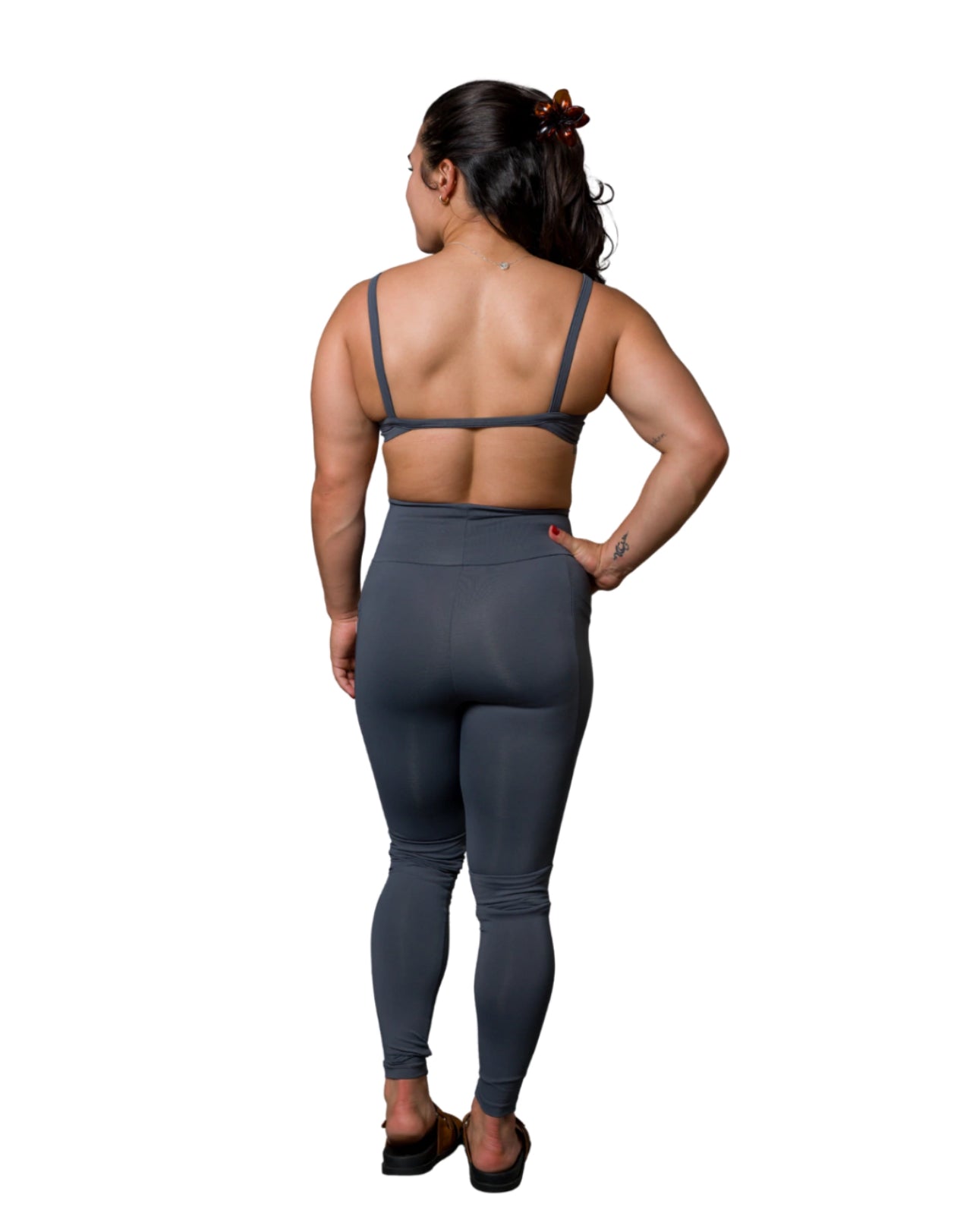 LEGGINGS WITH SIDE POCKET CHARCOAL GRAY
