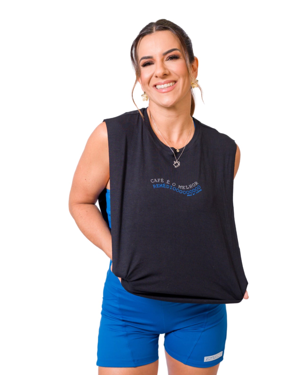 TANK TOP BLACK THALI “Café é o melhor remédio” - Coffee is the best medicine