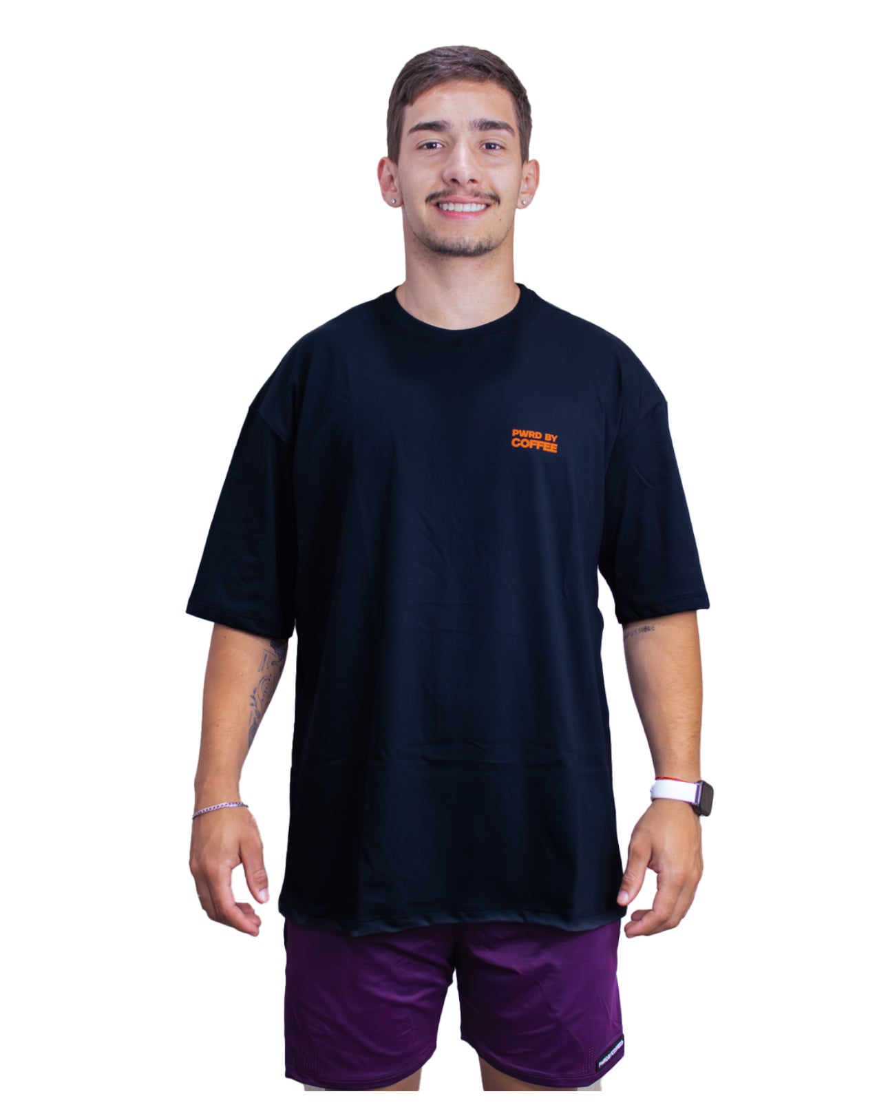 T-SHIRT MEN'S OVERSIZED BLACK PWRD ORANGE