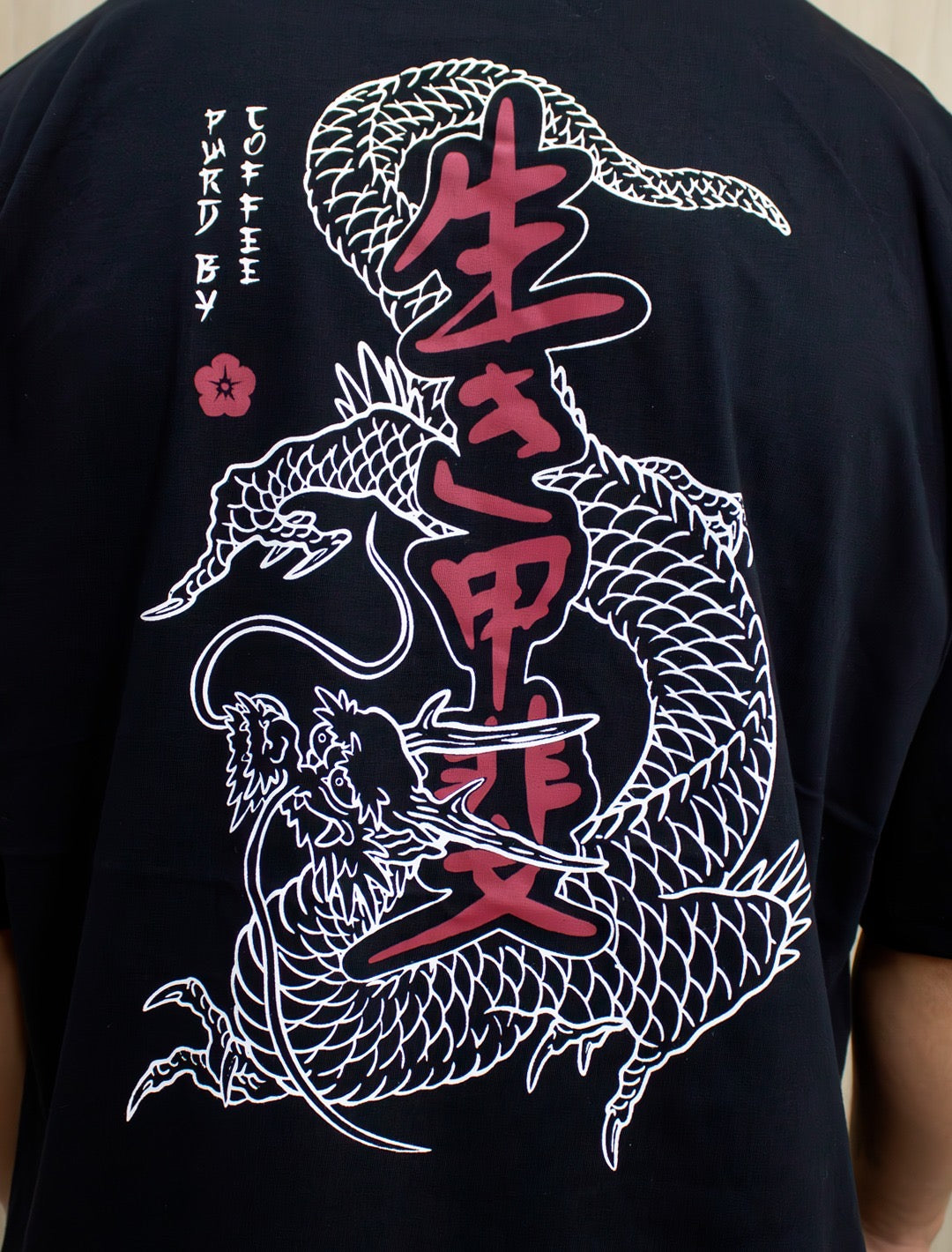 T-SHIRT MEN'S OVERSIZED BLACK DRAGON