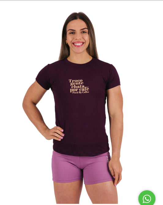 T-SHIRT BABYLOOK “TROCO GENTE CHATA POR CAFÉ” - I TRADE CHAT PEOPLE FOR COFFEE