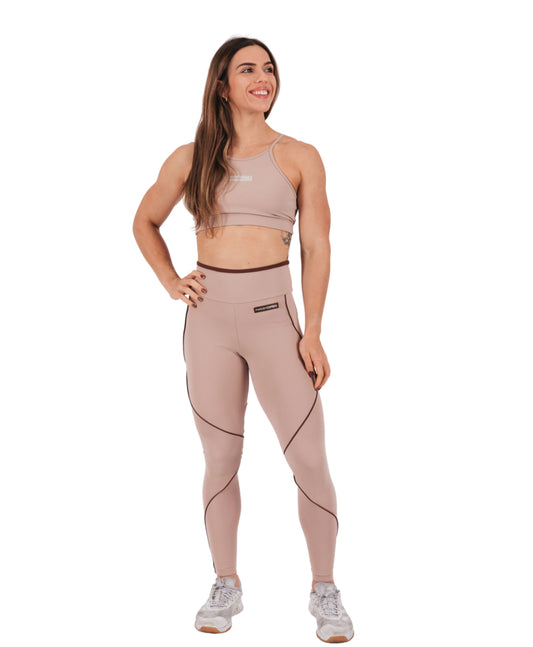 LEGGINGS CAPPUCCINO WITH BROWN TRIM