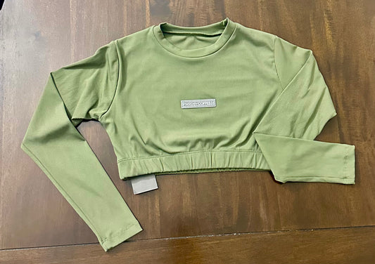 CROPPED LONG SLEEVE MILITARY GREEN