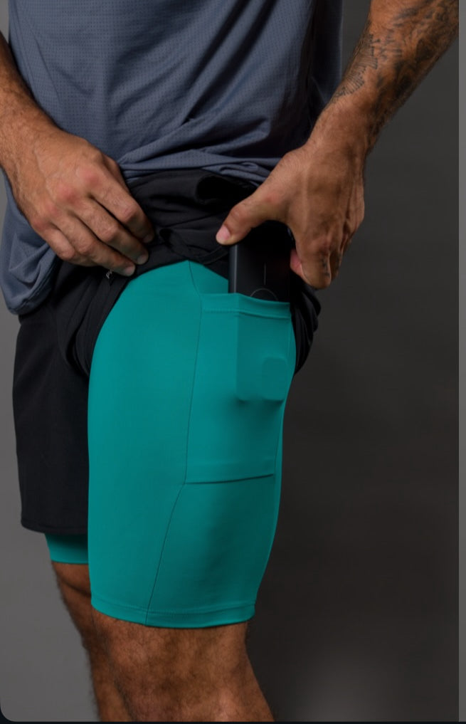 SHORTS BLACK PERFORMANCE WITH JADE