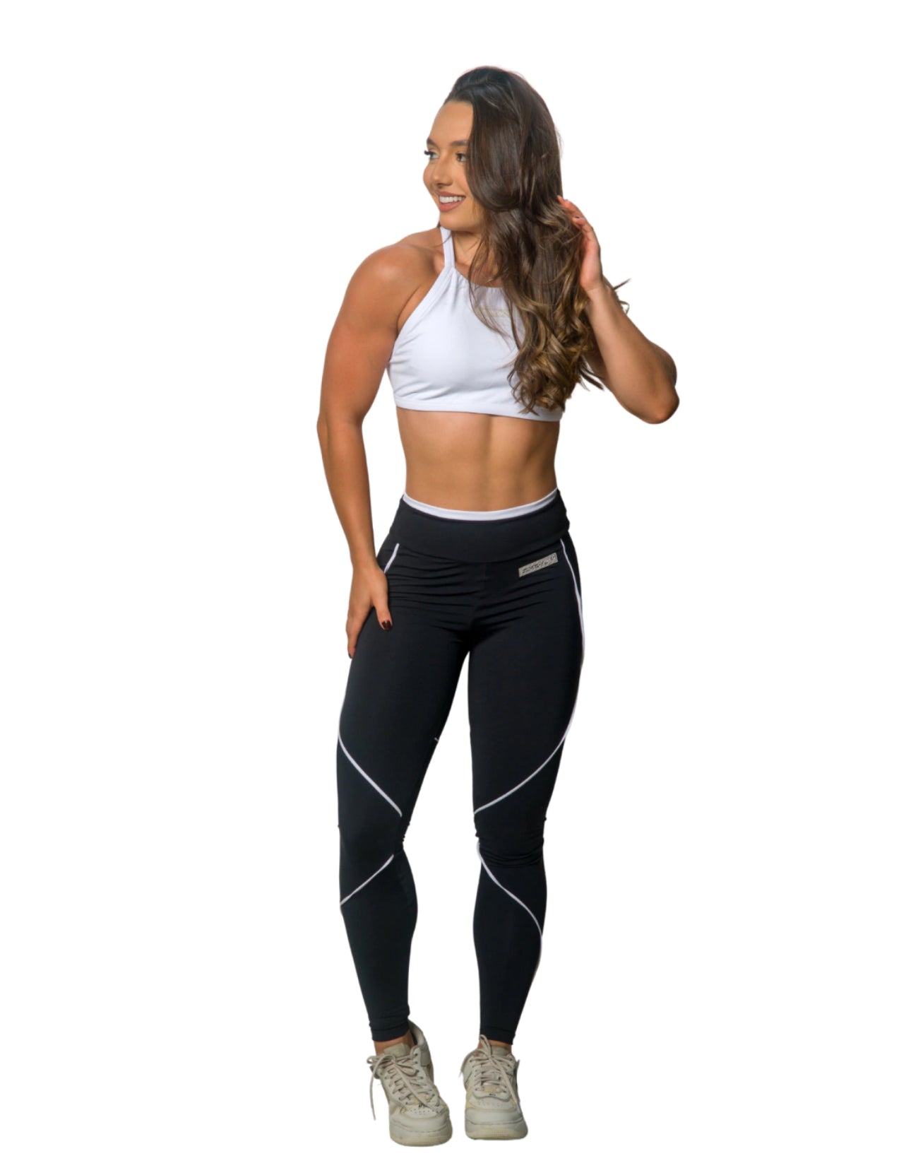 LEGGINGS BLACK WITH WHITE TRIM