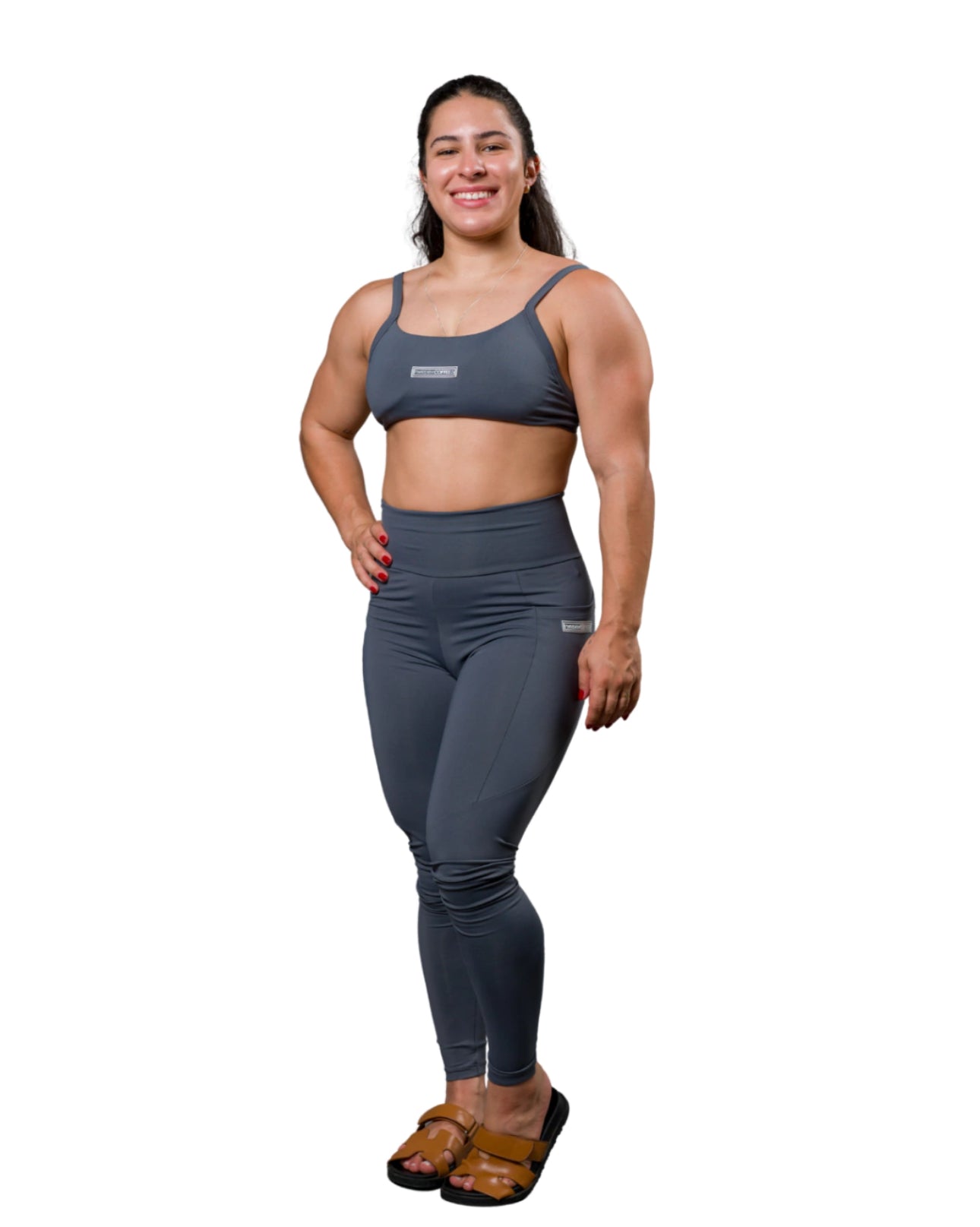LEGGINGS WITH SIDE POCKET CHARCOAL GRAY