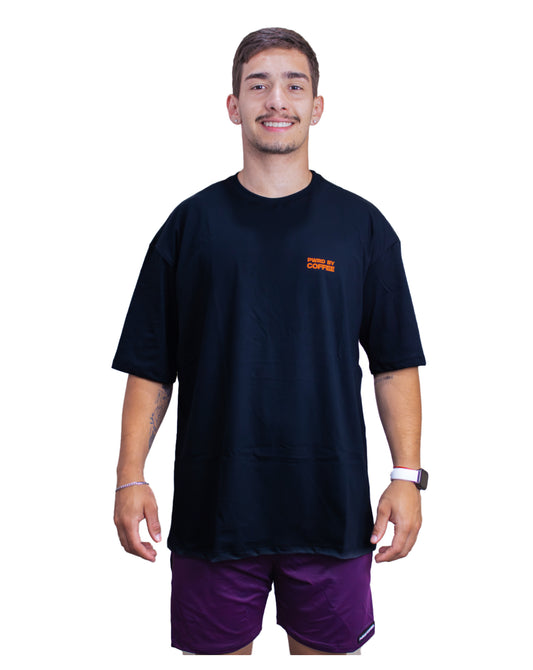 T-SHIRT MEN'S OVERSIZED BLACK PWRD ORANGE