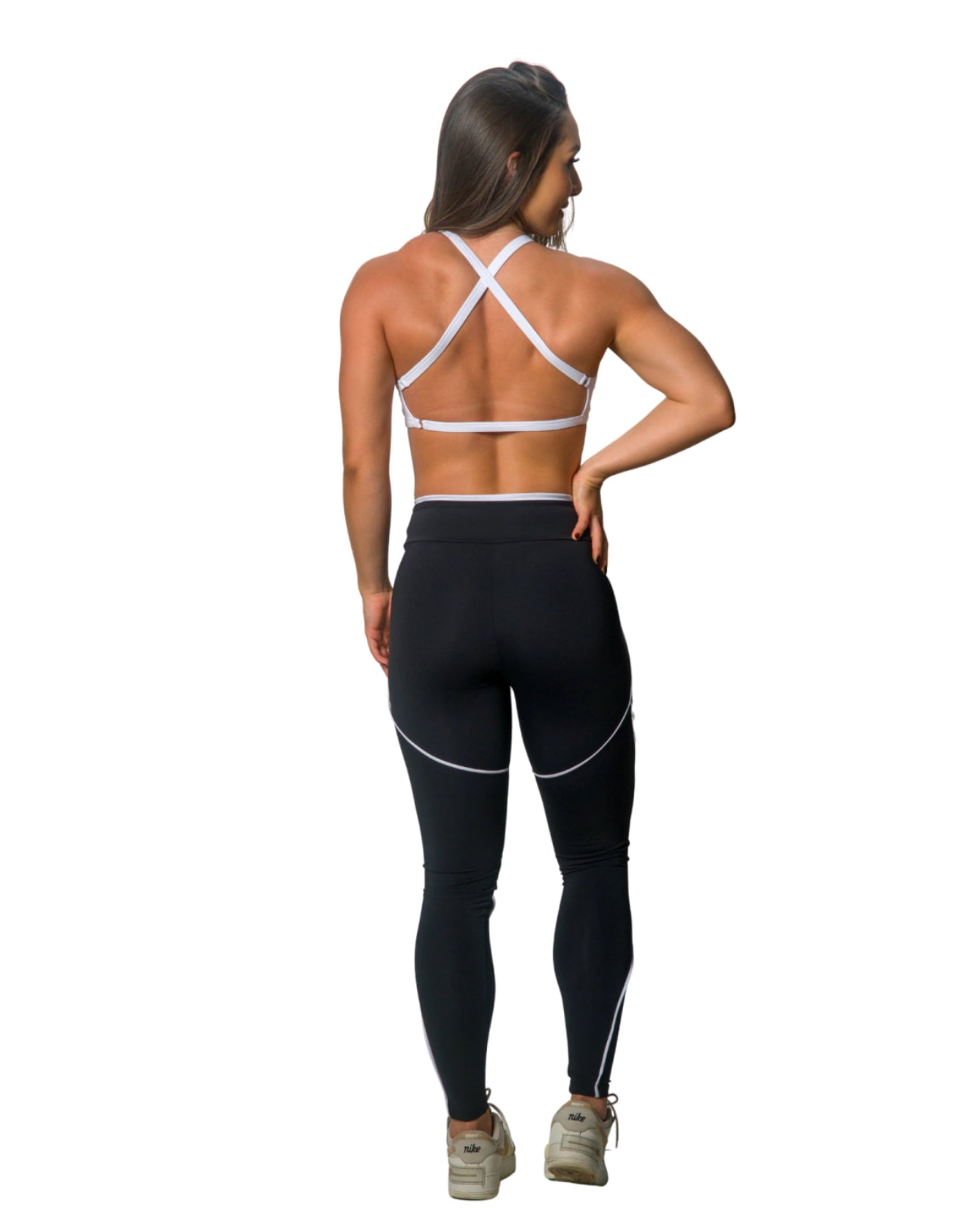 LEGGINGS BLACK WITH WHITE TRIM